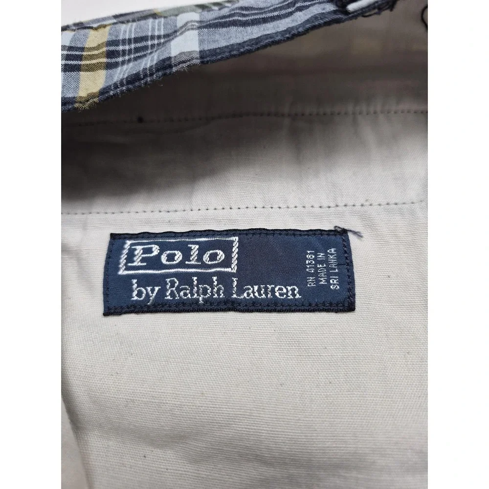 VTG Polo Ralph Lauren Madras Plaid Shorts Men's 34 Blue Plaid Chino